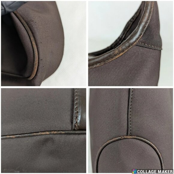 FERRAGAMO Vara Bow Solid Knit Nylon Designer Formal Medium Brown Hobo Charm BAG - Picture 10 of 16